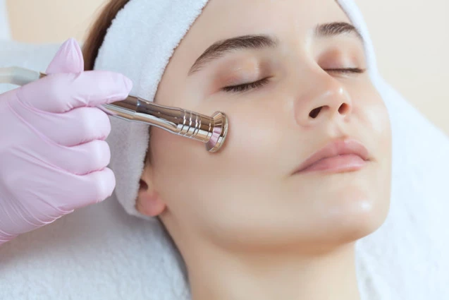 beautiful woman with microdermabrasion facial treatment