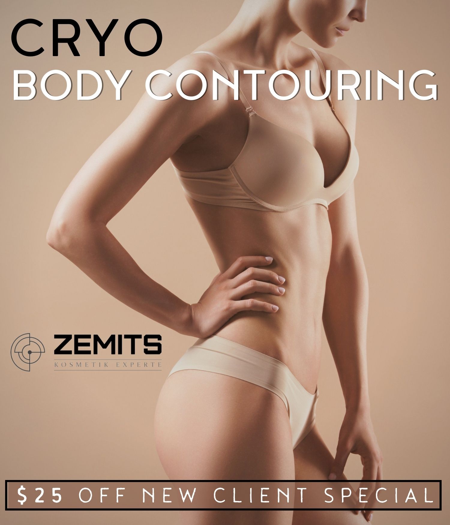 a woman with a perfect body promoting cryo body contouring